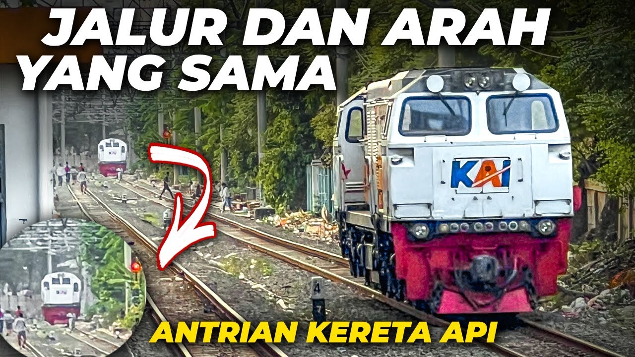 JALUR PADAT MERAYAP!! 1 JALUR  ISI 2 KERETA BERDEKATAN | ANTRIAN KERETA API SORE DI GANG SENTIONG