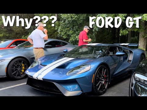 Supercar Ford GT in blue and white stripe at Cars and Coffee!!!