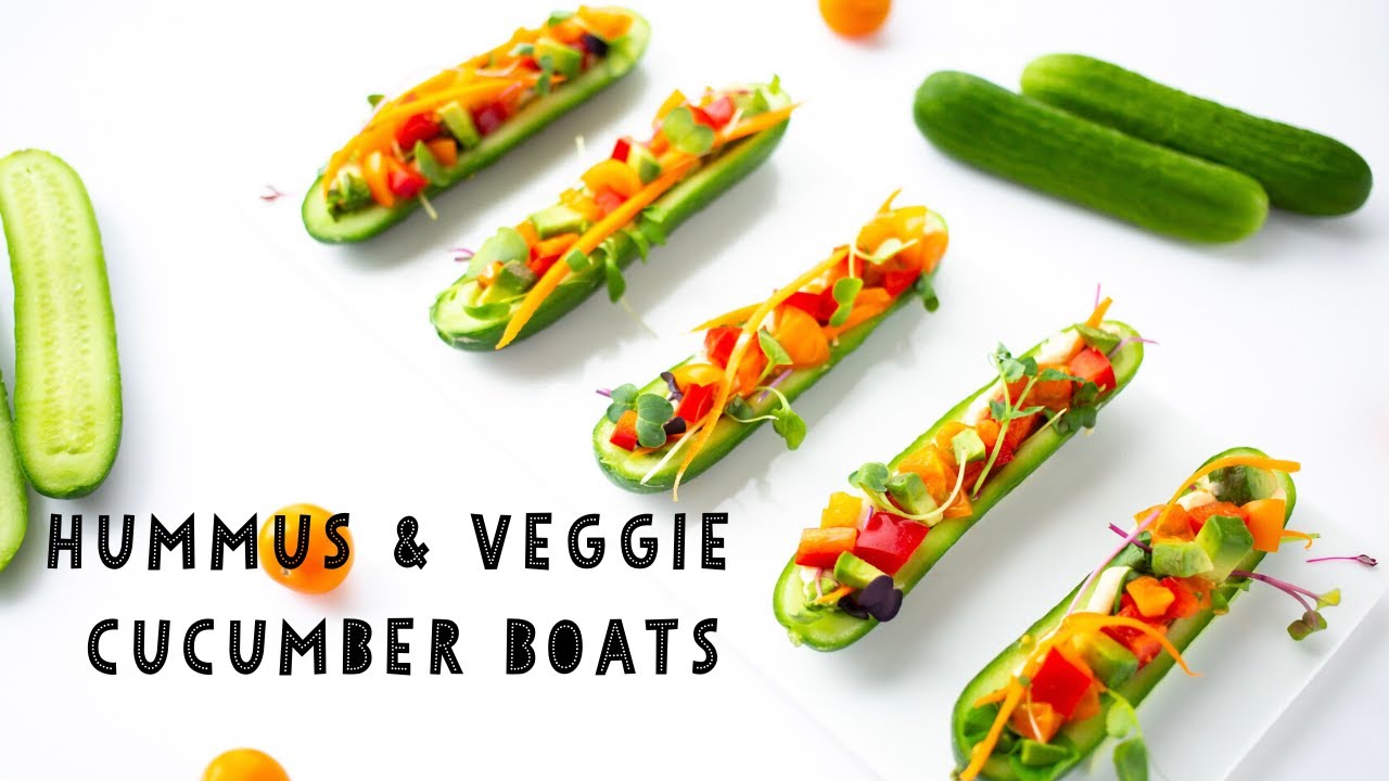 Hummus & Veggie Cucumber Boats Healthy Summer Snack YouTube