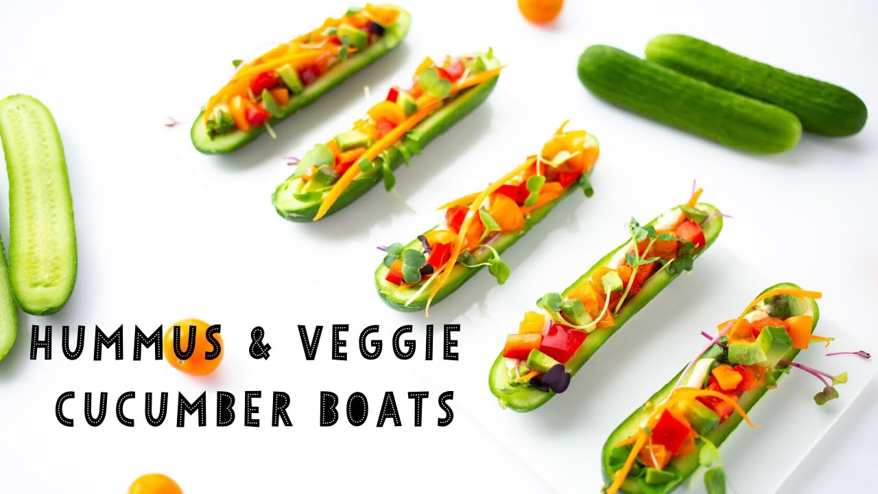 Hummus & Veggie Cucumber Boats   Healthy Summer Snack