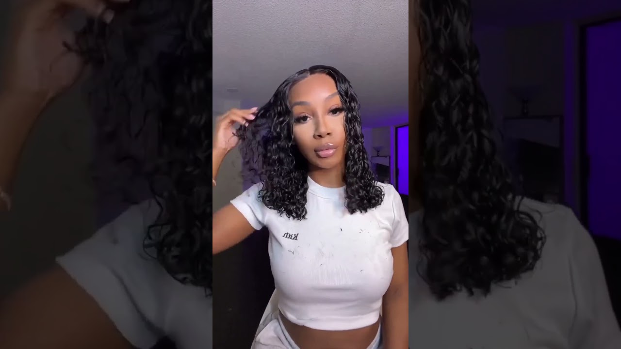 Cutting water wave wig into a jaw length bob| BeautyForever Hair