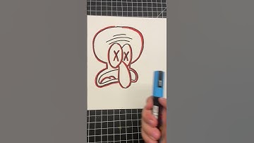 Drawing  Squidward with Posca Markers Glitch effect #shorts