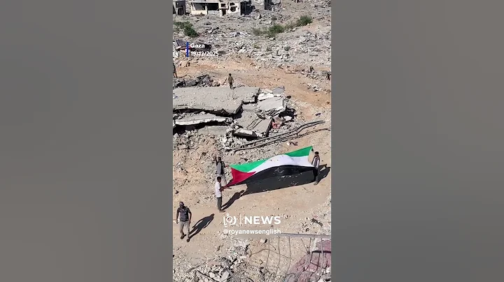 Palestinian youth display flag as symbol of steadfastness