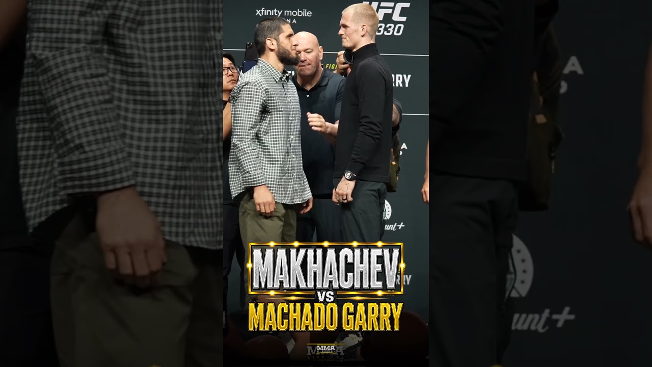 Islam Makhachev and Ian Machado Garry FACEOFF at #UFC330 press conference in Philadelphia