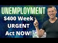 EXTRA $100 Unemployment Extension $300 Week 12 22 PUA FPUC PEUC Unemployment Benefits $400 WEEKLY