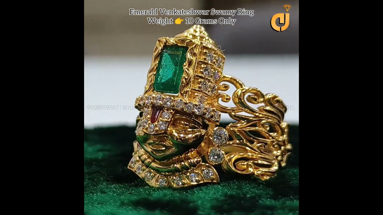 Ring - Balaji White Green Cz Enamel | Gujjadi Swarna Jewellers