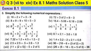 Q 3 (vii to xiv) Ex 8.1 Maths Solution Class 5 Saraswati Shishu Vidya Mandir