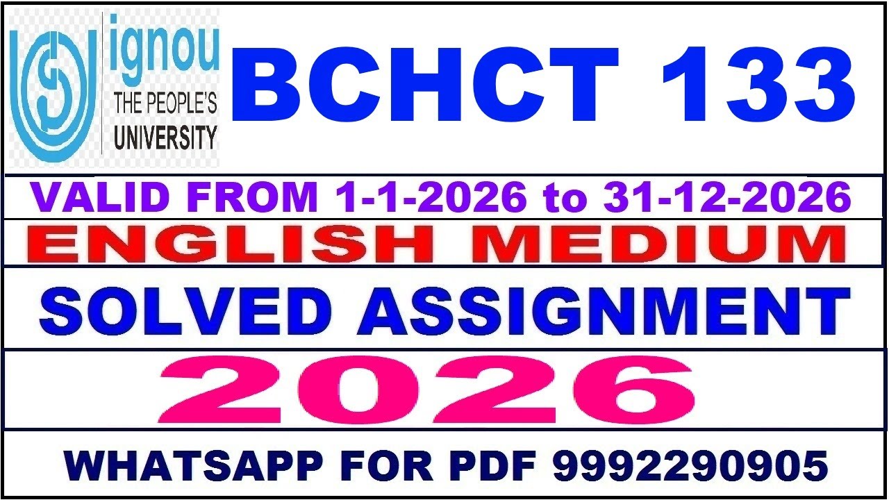 BCHCT 133 solved assignment 2026 in English | bchct 133 solved assignment 2026 | ignou bchct133 2026