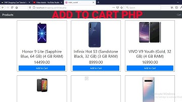 PHP and MySQL Shopping Cart  Using SESSIONS To Store Cart Data | Add to Cart Code
