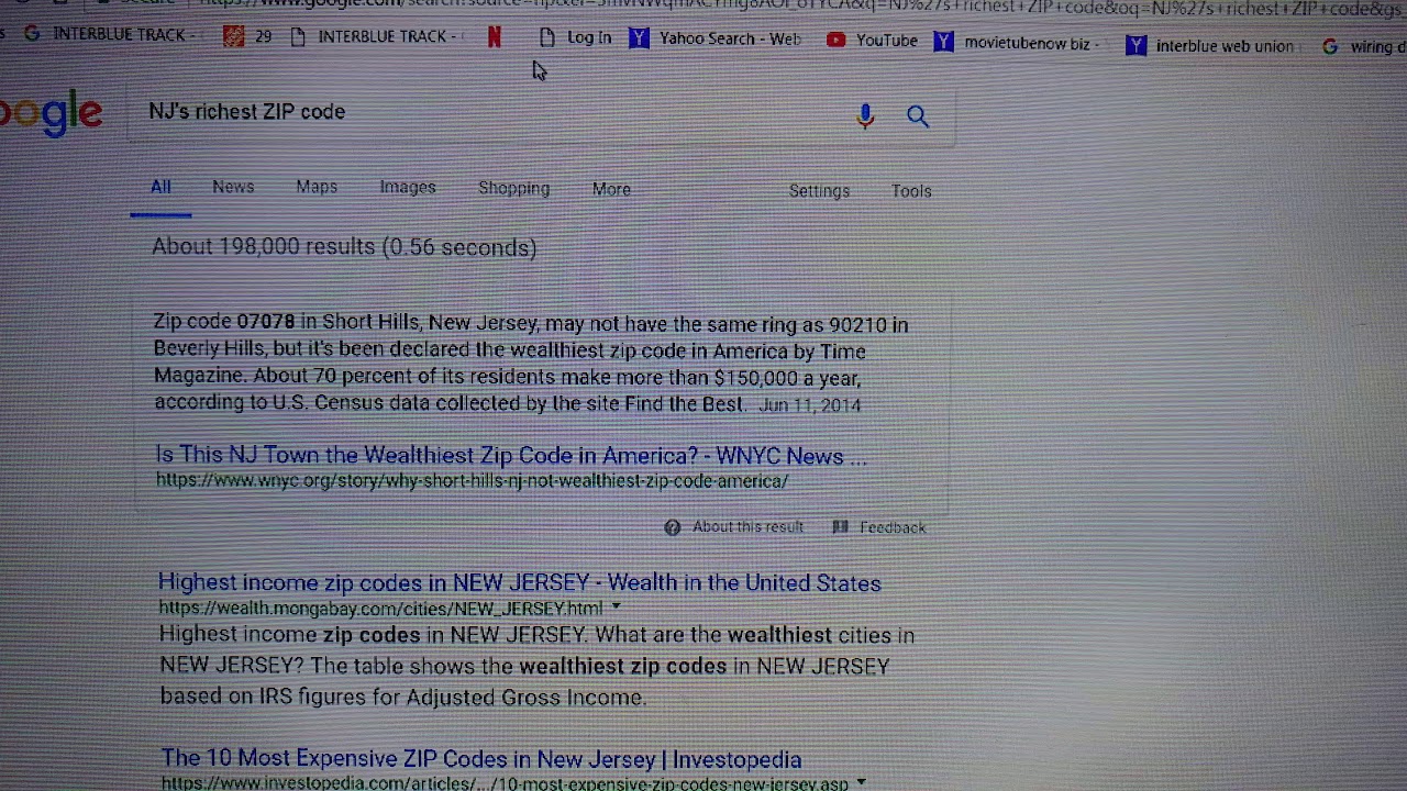 GOOGLE SEARCH ON 'NJ's RICHEST ZIP CODE' SHOWS SHORT HILLS NJ 07078