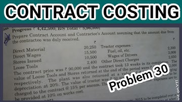 #30 Contract costing | practical problem of contract costing | by quickly Learned topic