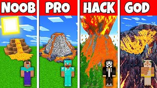 Minecraft Battle: NOOB vs PRO vs HACKER vs GOD! VOLCANO BASE BUILD CHALLENGE in Minecraft