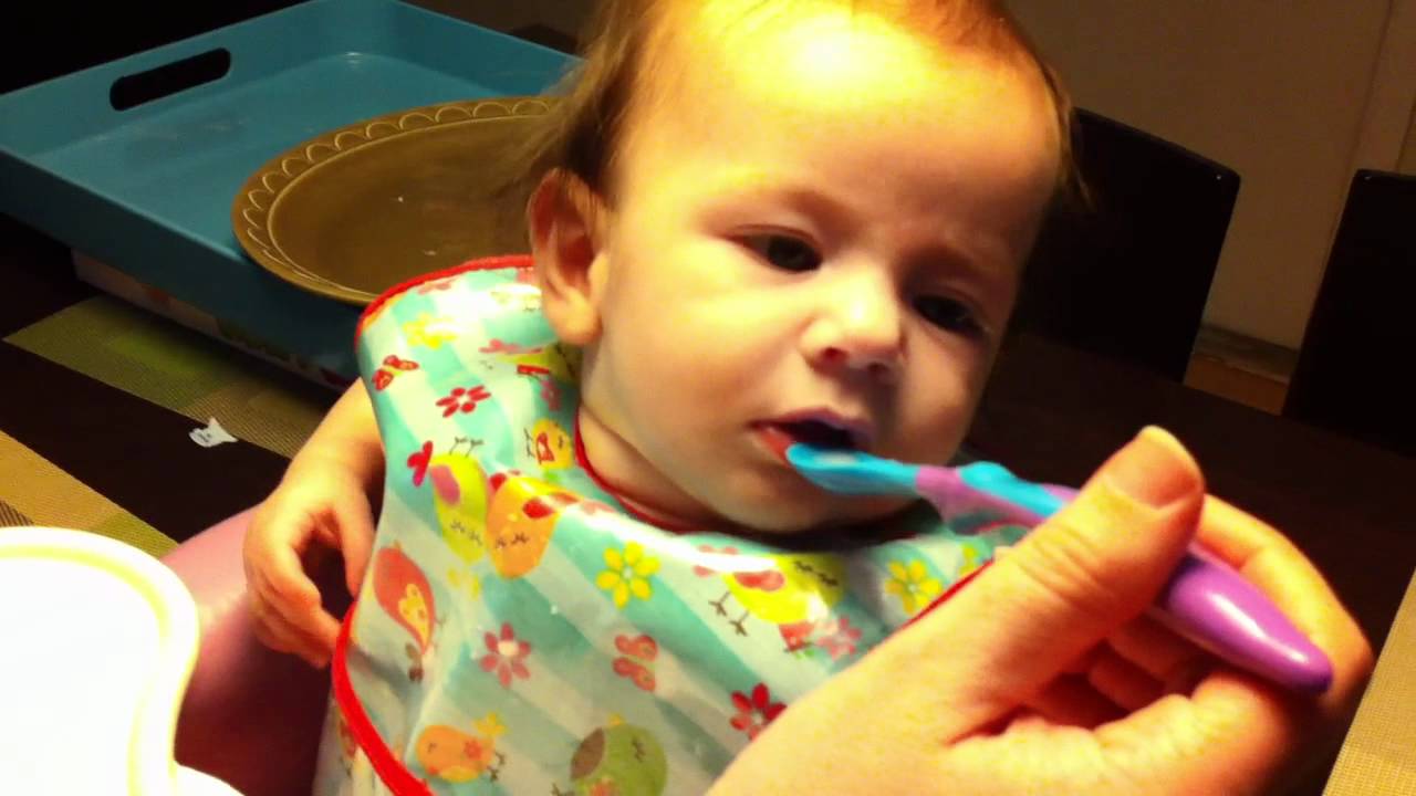 First Time Eating Rice Cereal YouTube