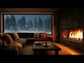 No Ads Fireplace Blizzard ASMR - Snow Storm Sleep Sound With Fireplace Burning For Deep Sleeping