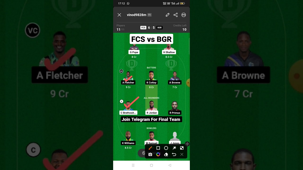 FCS vs BGR Dream11 Prediction | FCS vs BGR T10 Dream11 Team | Vincy t10 Dream11 Team Of Today Match