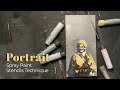 Spray Paint Stencils Technique On Canvas Portrait Of Mustafa Barzani