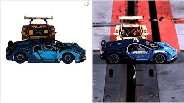 LS-DYNA® simulation vs. real LEGO® crash - Porsche (42056) vs. Bugatti (42083) view from front