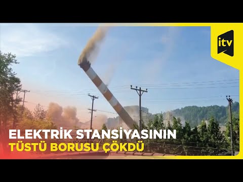 Köhnə elektrik stansiyasının tüstü borusunun çökmə anı I ABŞ