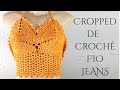 Cropped de  Crochê  Fio Jeans