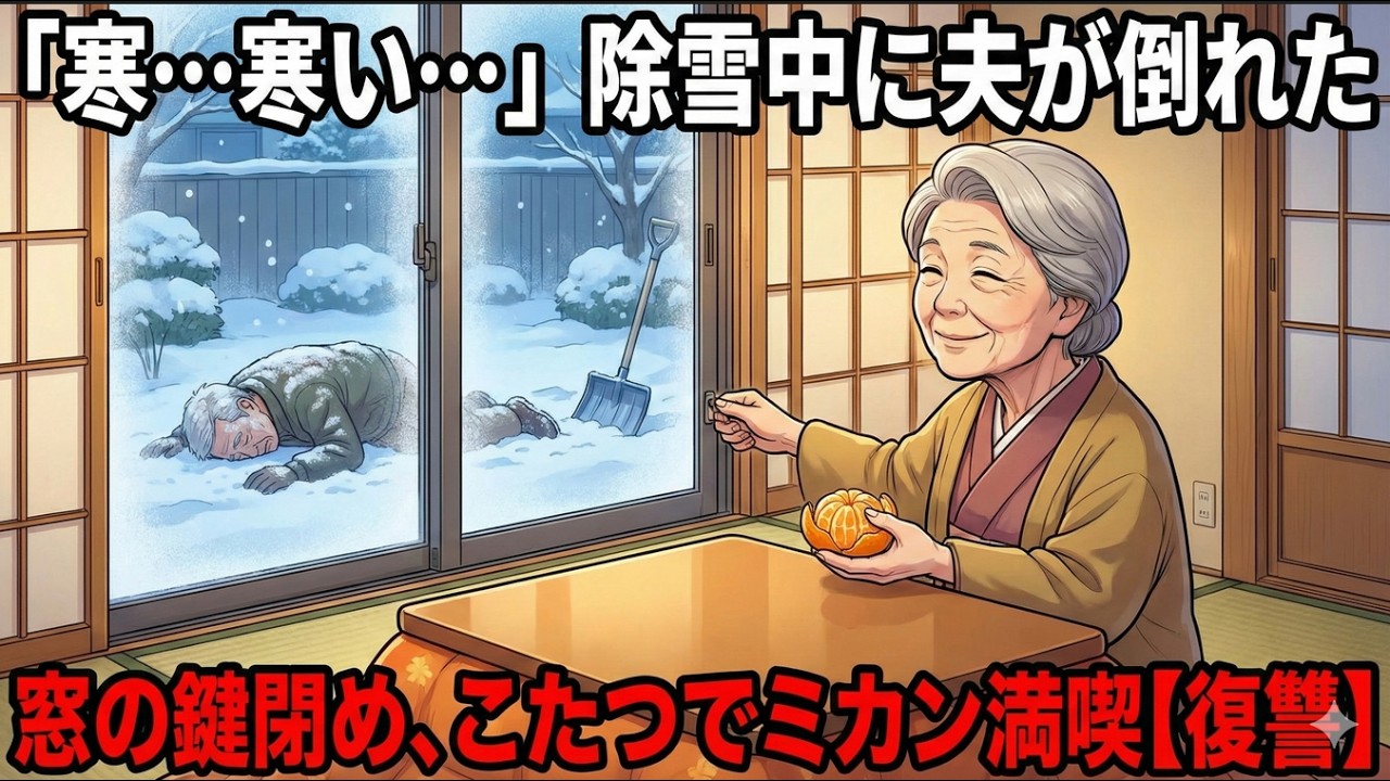「寒…寒い…」庭の除雪中に発作で倒れた夫。私は窓の鍵を閉め、こたつに入ってゆっくりミカンを食べ始めた。