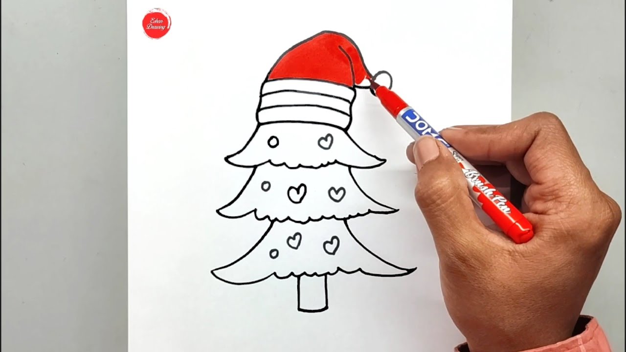 Christmas trees drawing for beginners | Drawing painting Christmas tree