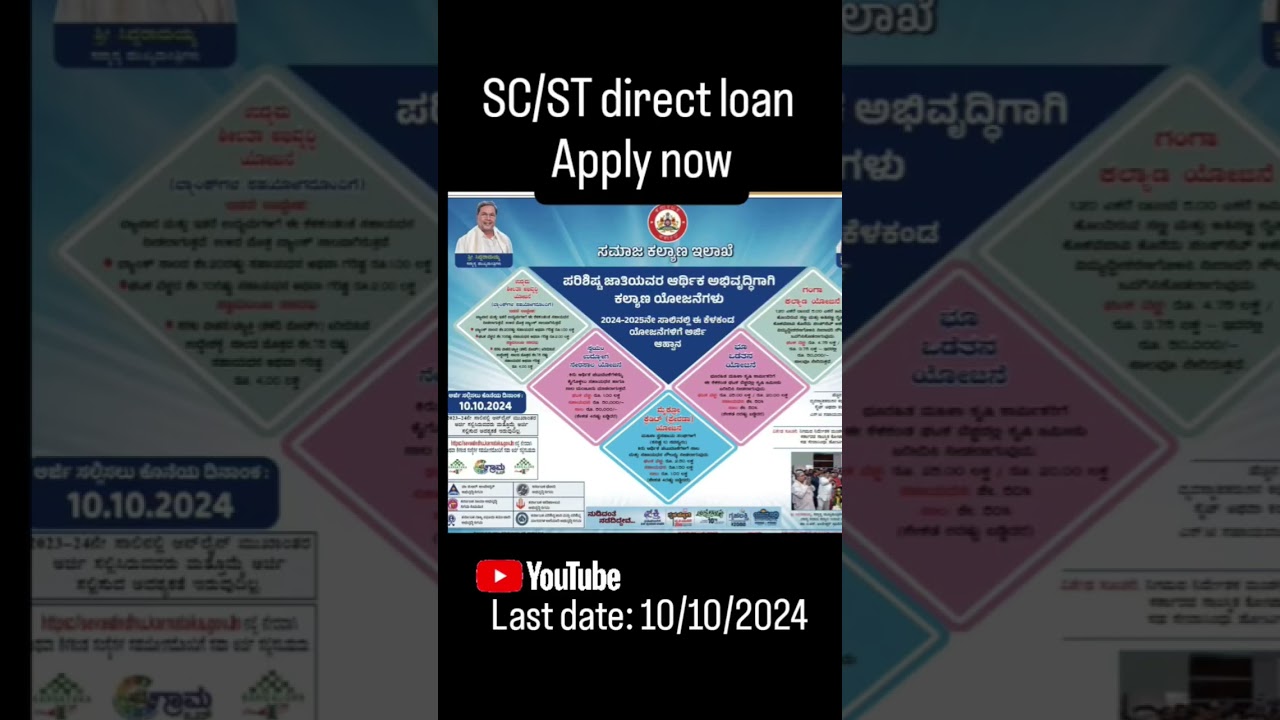 SC/ST Loan Scheme 2024-25 |ಸಮಾಜ ಕಲ್ಯಾಣಇಲಾಖೆ ವತಿಯಿಂದ 2024-25 ನೇ ಸಾಲಿಗೆ ವಿವಿಧಯೋಜನೆಗಳಿಗೆ ಅರ್ಜಿ ಆಹ್ವಾನ