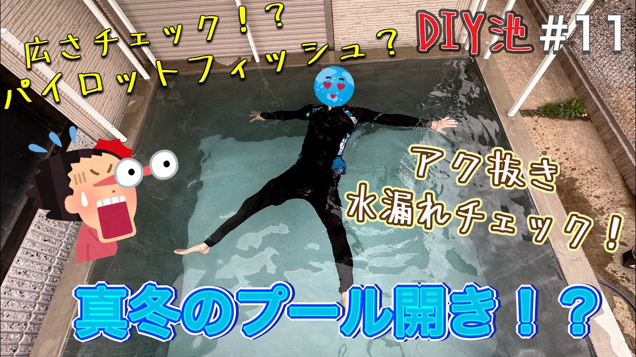 【DIY池】#11 スイスイ編　アク抜き&水漏れチェック！まさかの生体導入か！？笑　#アクアリウム #池作り #diy