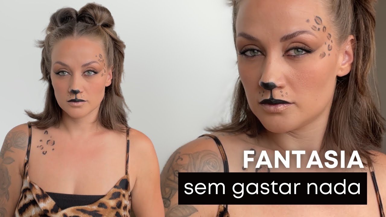 Fantasia de oncinha improvisada e SEM GASTAR nada (Make + Penteado), image size:1280x720