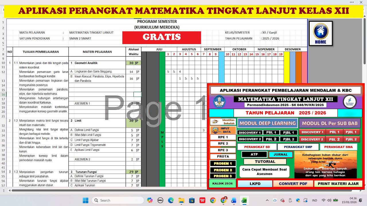 Perangkat MATEMATIKA TINGKAT LANJUT XII Pembelajaran Mendalam TP 2025-2026