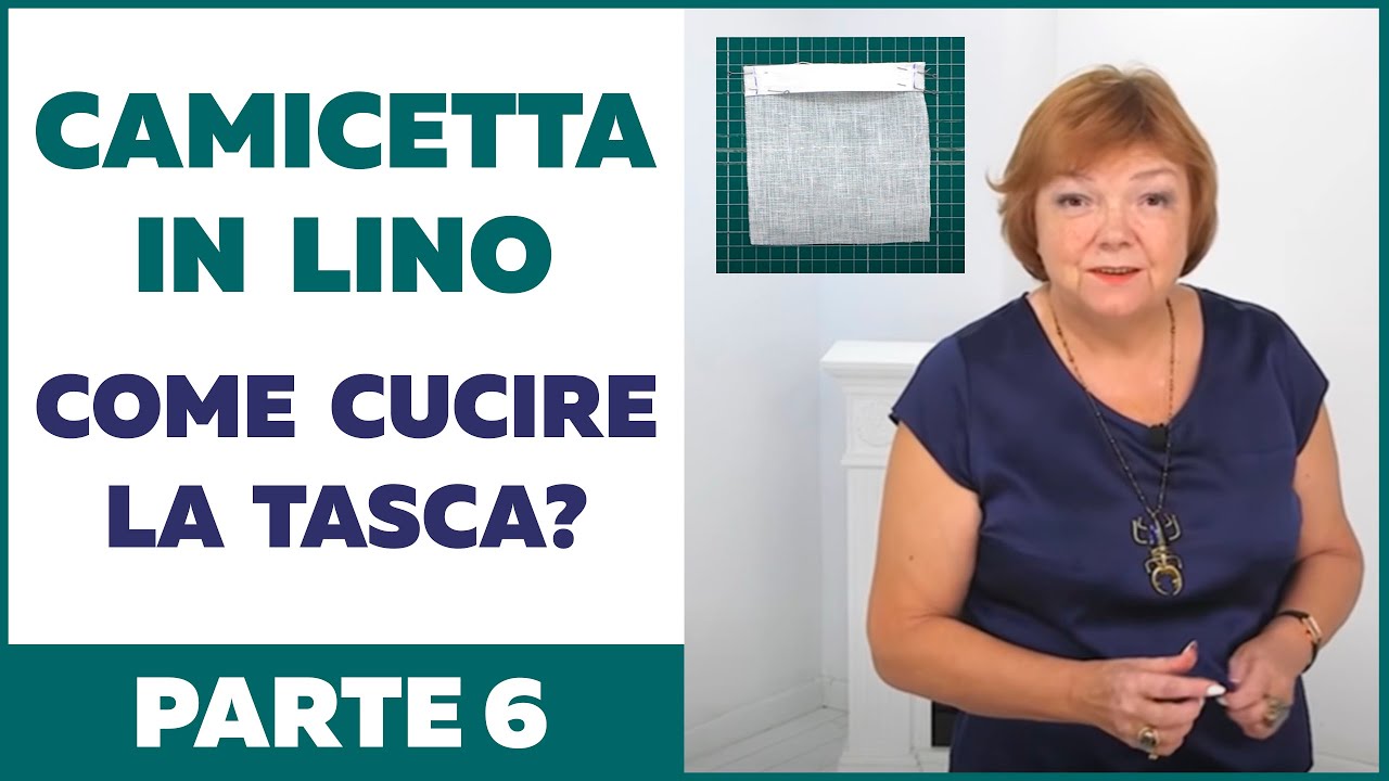 Camicetta in lino. Come confezionare il taschino. Parte 6