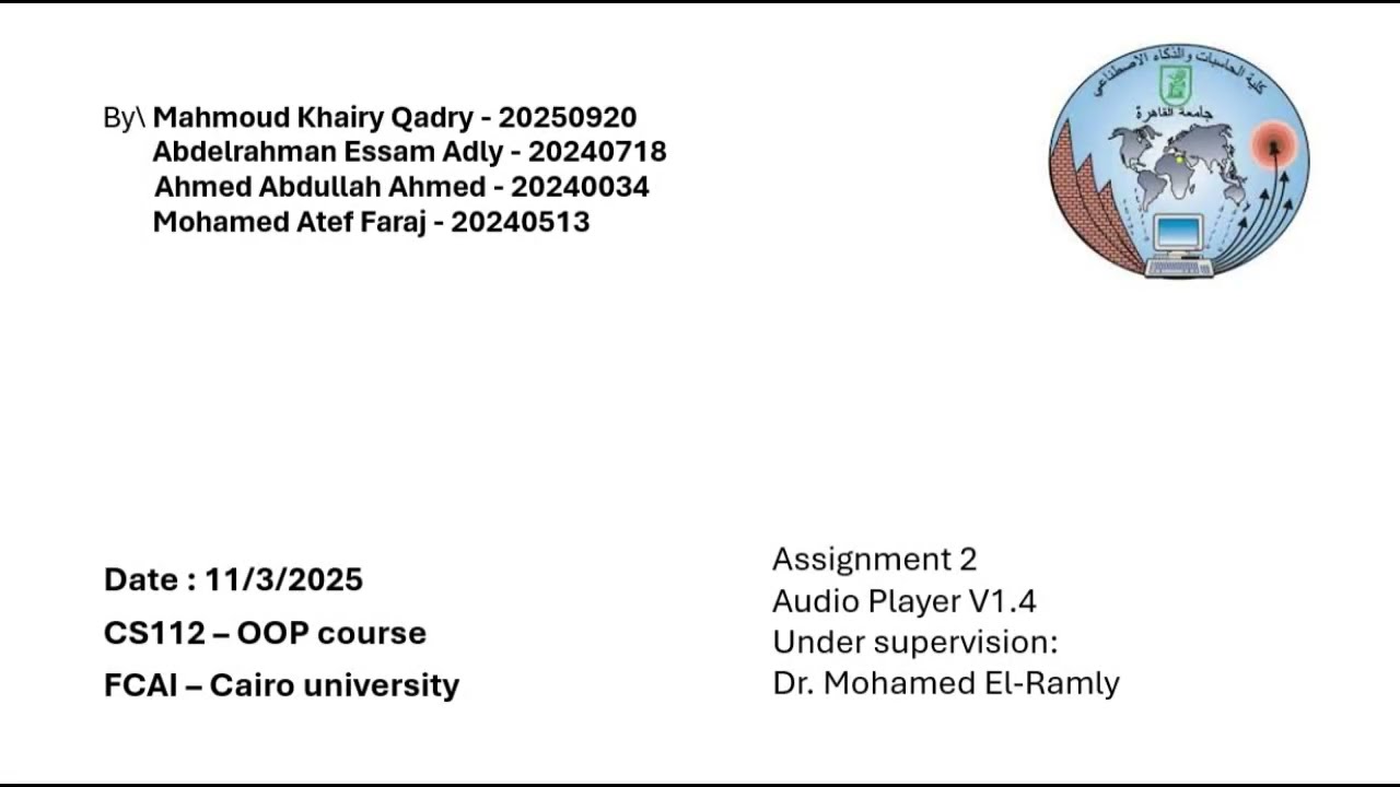 Assignment 2 - object oriented programming - Enhanced audio player program 2025/2026