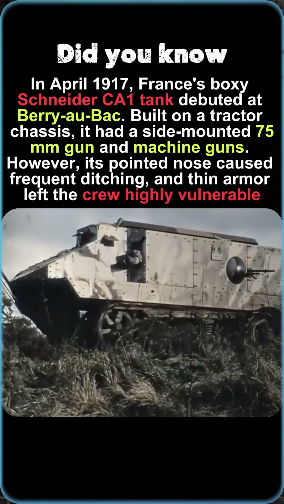 France's First Tank: The Schneider CA1 - YouTube