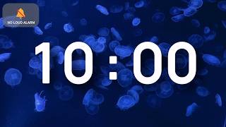 10 Minute Timer with Music for Classroom Relaxing ❘ Calm Ambient Jellyfish — NO LOUD ALARM