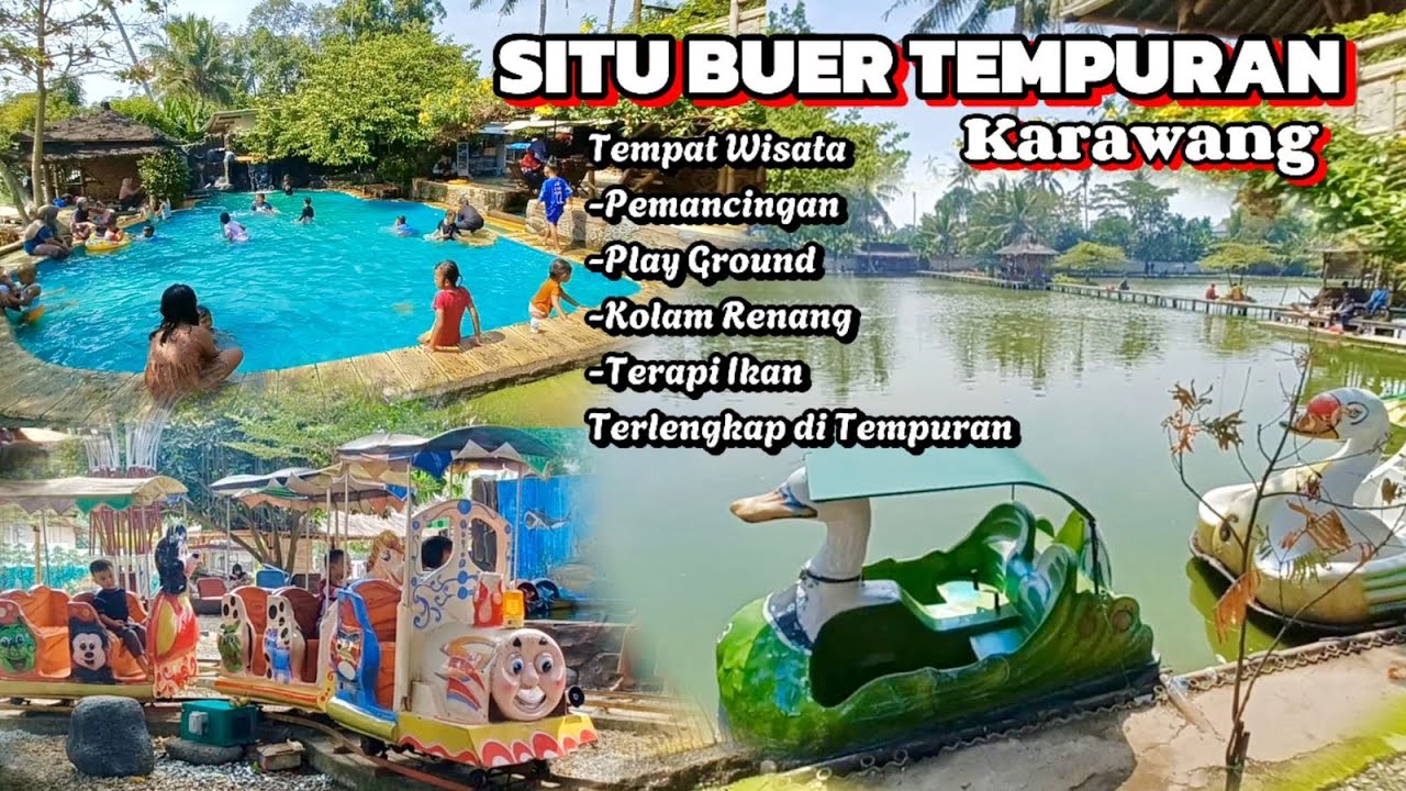 SITU BUER TEMPURAN KARAWANG | KOLAM RENANG, PEMANCINGAN, PLAYGROUND DAN TERAPI IKAN