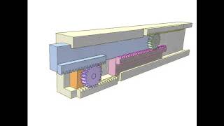 Gear and rack drive for increasing stroke length 3b