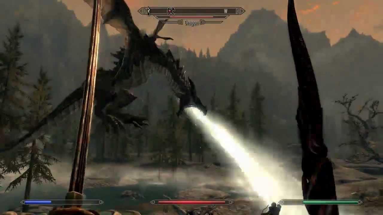 Killing 3 Dragons at once in The Elder Scrolls V Skyrim YouTube