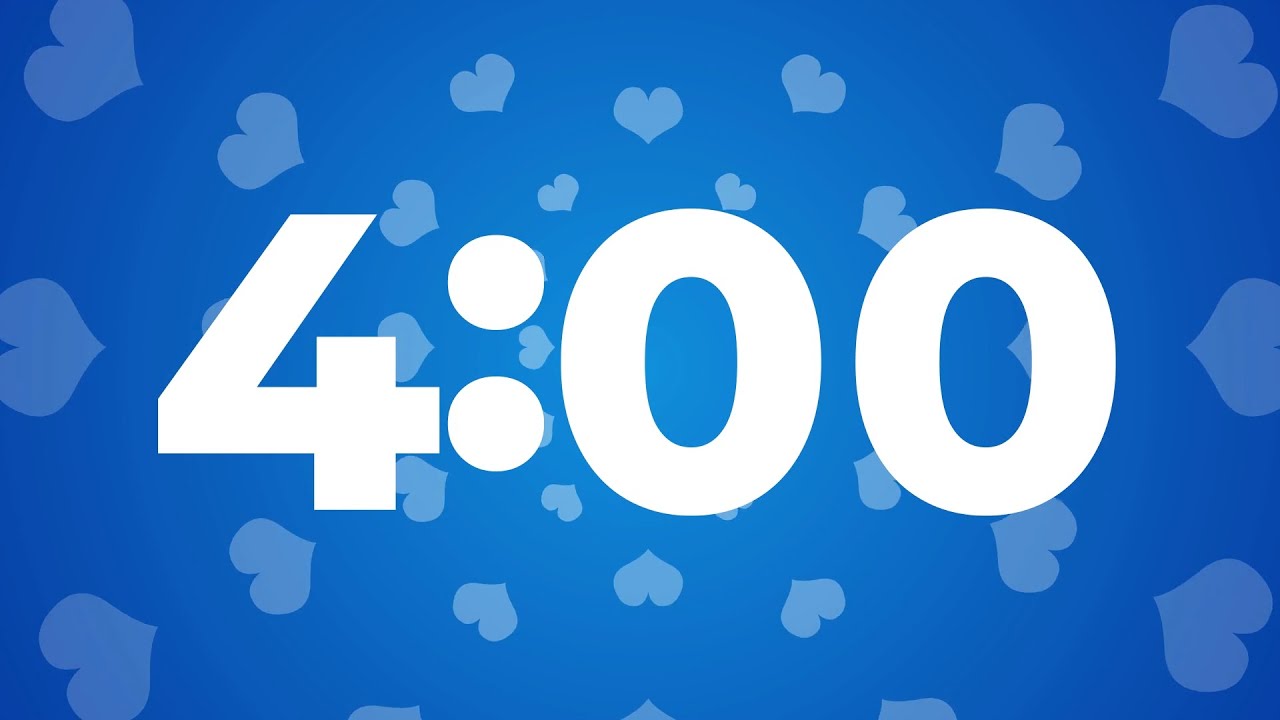 4 Minute Timer Without Music 4 Minutes Stopwatch with Hearts YouTube