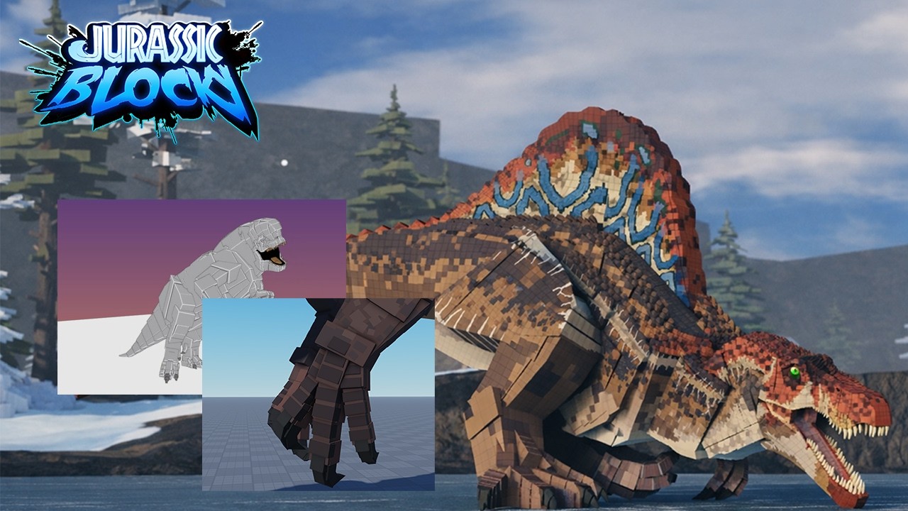 NEW D-REX BOSS ATTACK AND SPINOSAURUS REMODEL SNEAK PEAK - JURASSIC BLOCKY