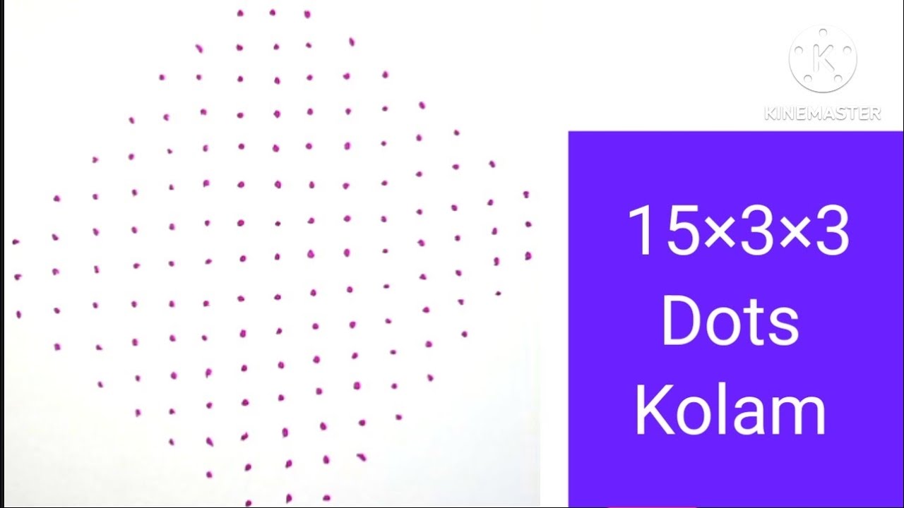 Very easy 15×3×3 dots kolam #muggulu #pullikolam #viral kolam #simplerangoli 