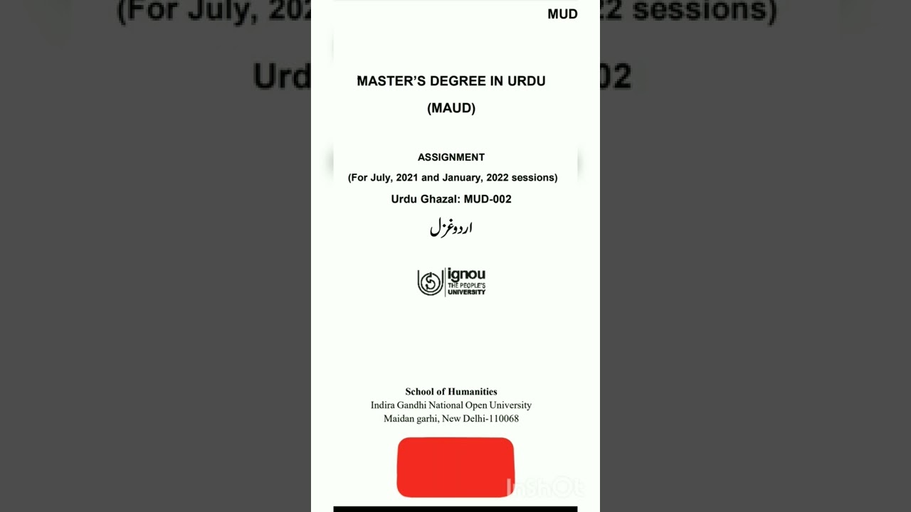 M.A urdu assignment