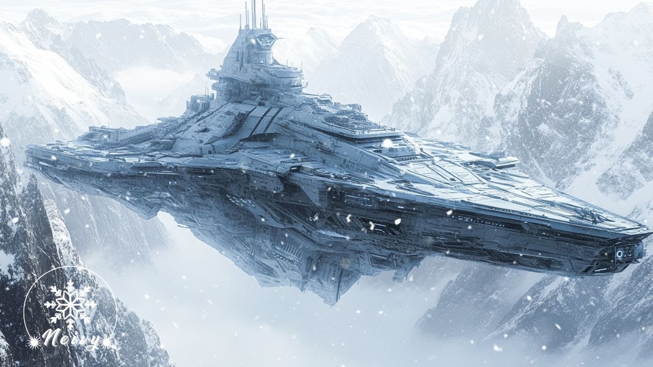 Flying Ship Over Snowy Mountains | Snowstorm & Strong Wind Sound Makes You Fall Asleep