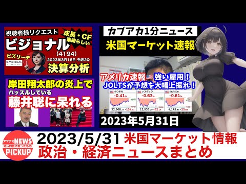 【5/31ニュースまとめ】岸田翔太郎/ビジョナル/米国マーケット情報