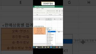 항목별 합계 계산(SUMIF) 방법 #Shorts #엑셀 #EXCEL #기초 #활용팁 #수식 #자동화 #엑셀공부 #엑셀강의 #사용법 #팁 #함수 #항목별 #합계계산 #SUMIF