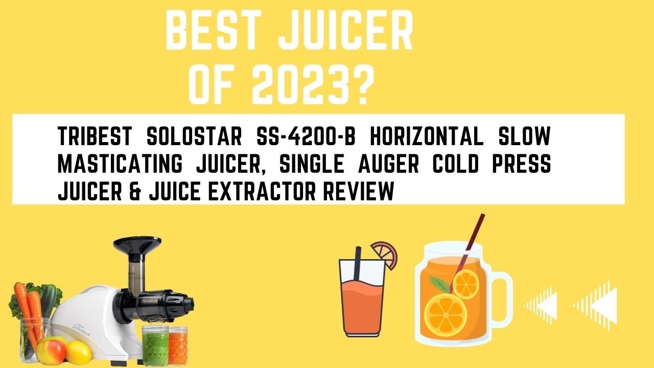 Tribest Solostar SS-4200-B Horizontal Slow Masticating Juicer, Single Auger Cold Press Juicer