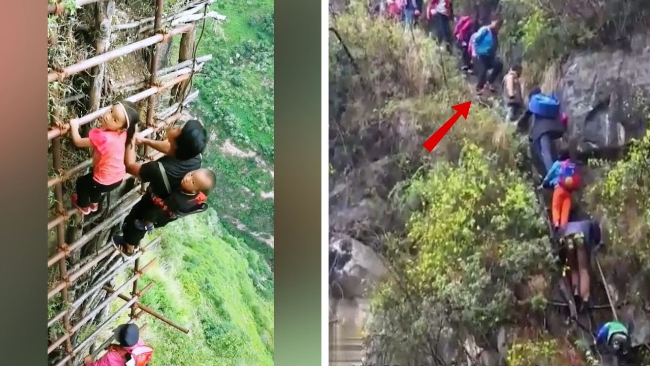 😱Villagers living on cliffs | Most dangerous cliff way to the village | Travel Adventures