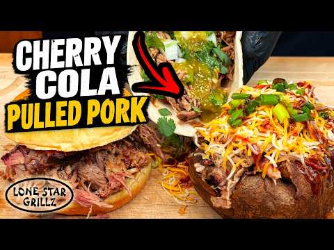 Cherry Cola Pulled Pork on the Lone Star Grillz El Fuego Trio
