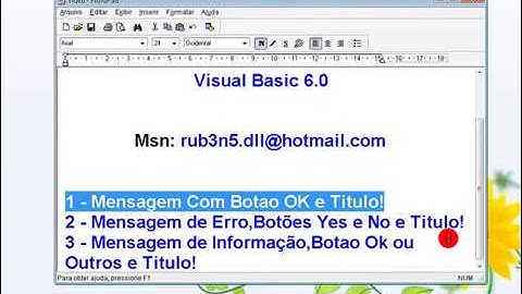 Visual Basic 6.0: Msgbox Funçoes!