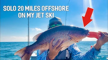 Catching a BIG snapper and redfish - solo offshore trip on seadoo fish pro 