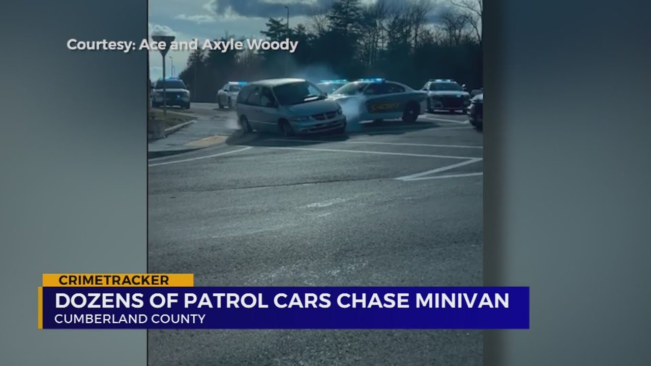 Dozens of patrol cars chase minivan in Cumberland County - YouTube
