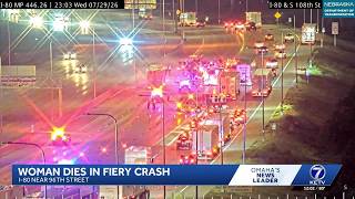 Omaha police: Woman dies after fiery I-80 crash involving two semi-trucks